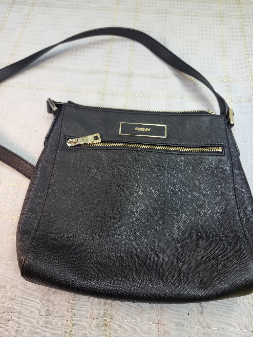 DKNY Black Crossbody Bag with Gold Hardware